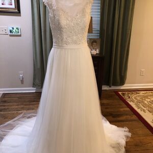 Romantic, Allure Romance, Ivory Wedding Dress, w/rhinestone belt, style …